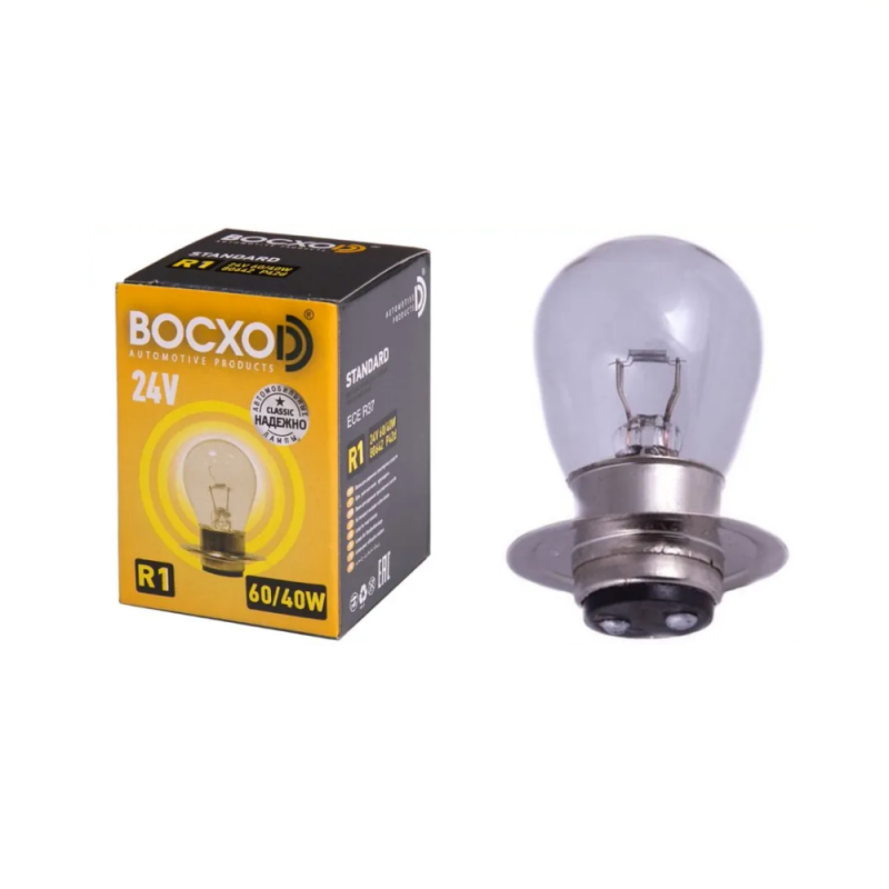Автолампа R2 А 24-60/40 Р42t 2-х конт. ВОСХОД 80642 Автолампа R2 А 24-60/40 Р42t 2-х конт. ВОСХОД 80642